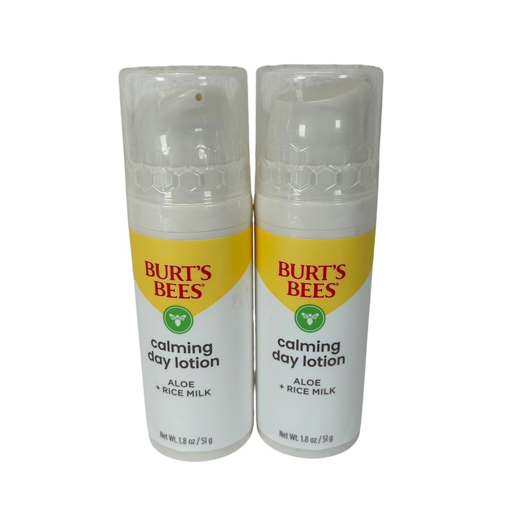 Burts Bees Calming Day Lotion Aloe Rice Milk Sensitive Skin 1.8oz 2 Pack